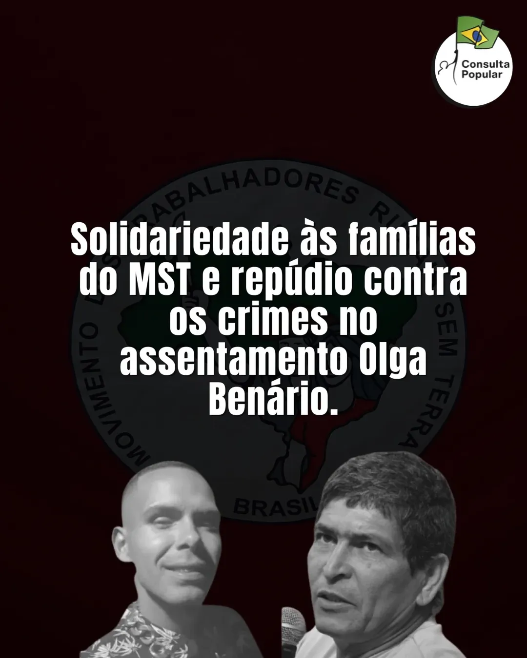 Nota de solidariedade às famílias do MST e repúdio contra os crimes no assentamento Olga Benário