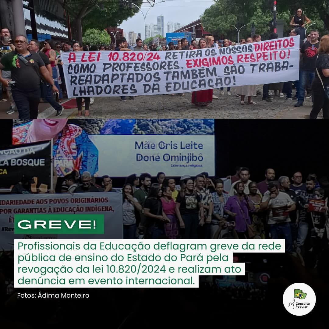 Profissionais da educação do Pará deflagram greve pela revogação da lei 10.820/2024